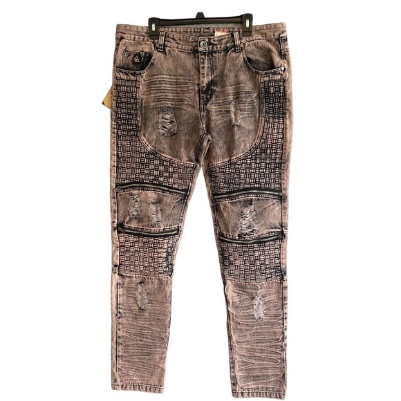 Y2K DNM Collection New York Jeans men 38 Distressed/Quilted-Zip Pockets GRUNGE